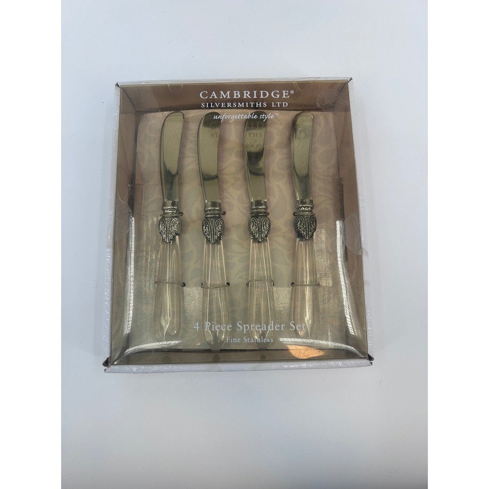 Cambridge Spreader Set Unisex OS Clear Silver 4 Piece Stainless Steel Ornate New